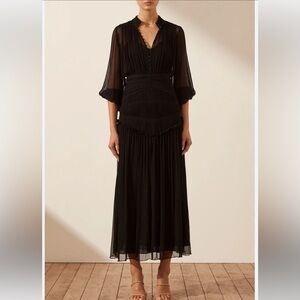 Shona Joy Safira Button Up Ruched Midi Dress